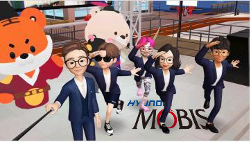 현대모비스 신입 사원들이 입문 교육 과정에서 메타버스 체험을 하고 있다. 현대모비스 제공